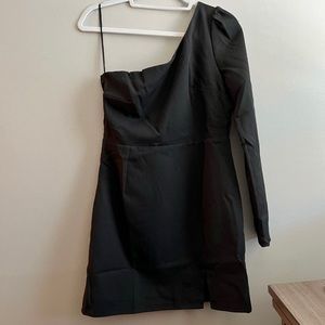 Lulu’s one shoulder black mini dress